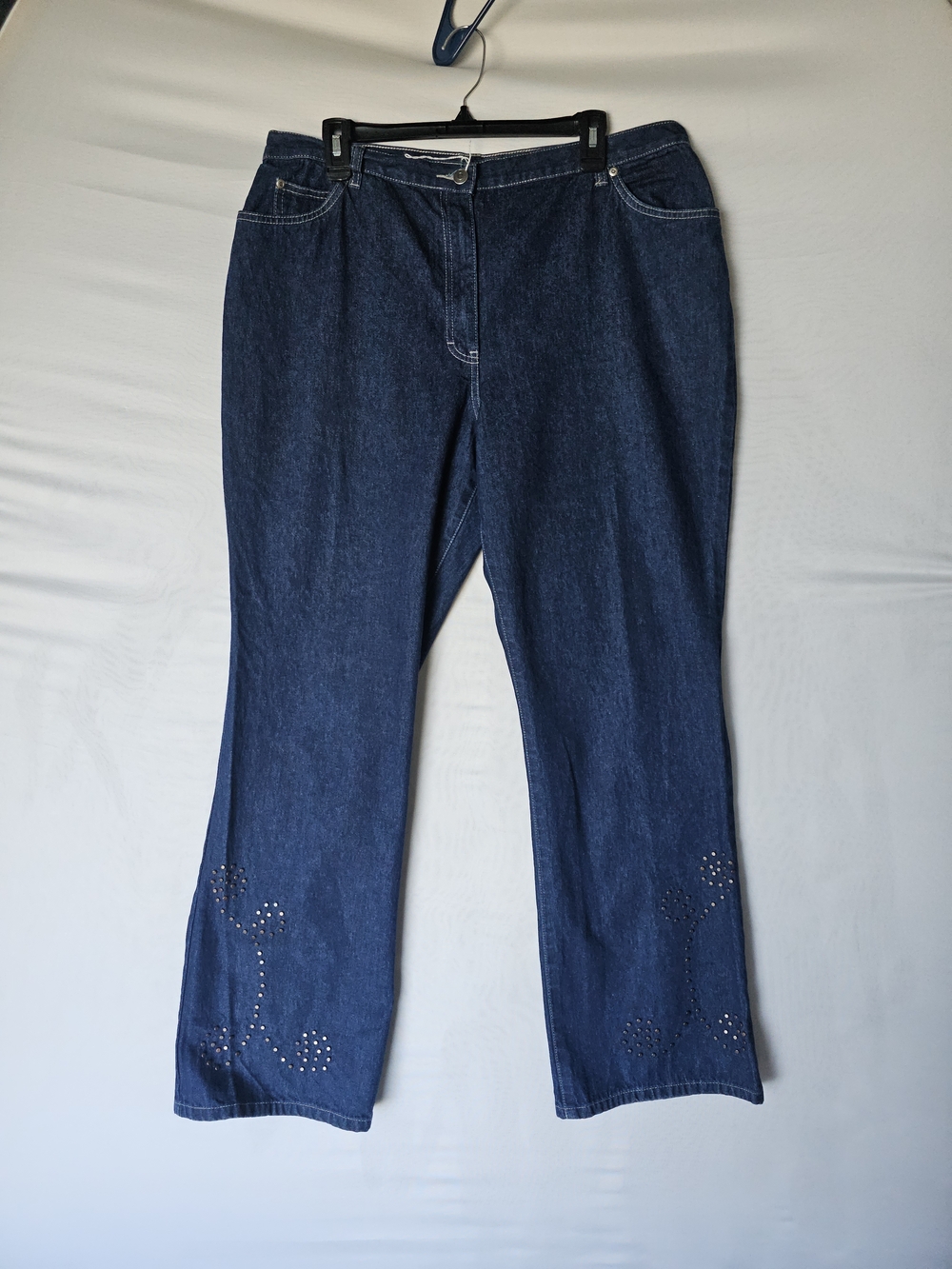 Style & Co. Dark Wash Studded Flare Jeans - Size 16 - Picture 3 of 16